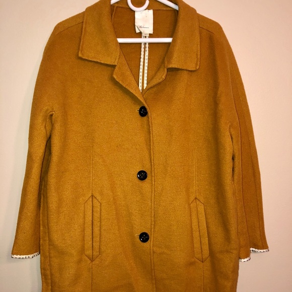 elevenses Jackets & Blazers - Mustard wool Anthropology overcoat